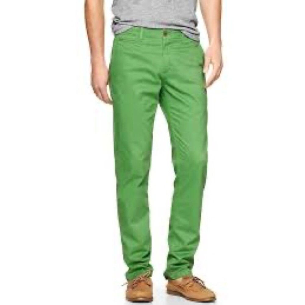 GAP "Lived-in Slim Khaki" Bright Green Chinos 32W 32L Preppy Trending